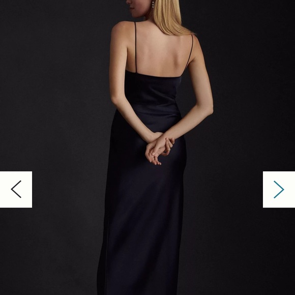 NWT Anthropologie BHLDN black strappy ruched Freya slit dress size 16 - Picture 7 of 9